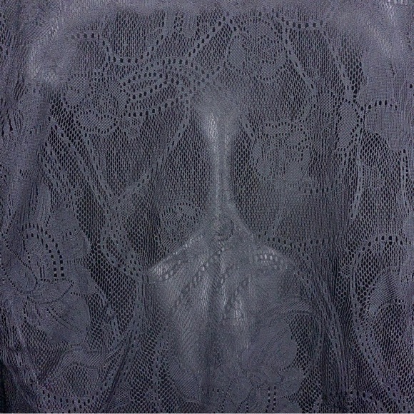 Small Lily Rose Black Lace Blouse Scoop Neckline Flowy Sheer Goth - Picture 12 of 13